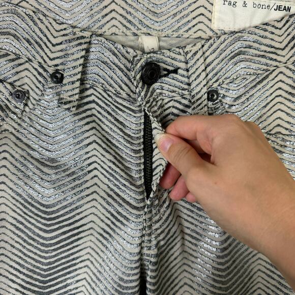 Rag & Bone Metallic Zebra Print Mid Rise Skinny Jeans Denim Legging Pants - Picture 6 of 9